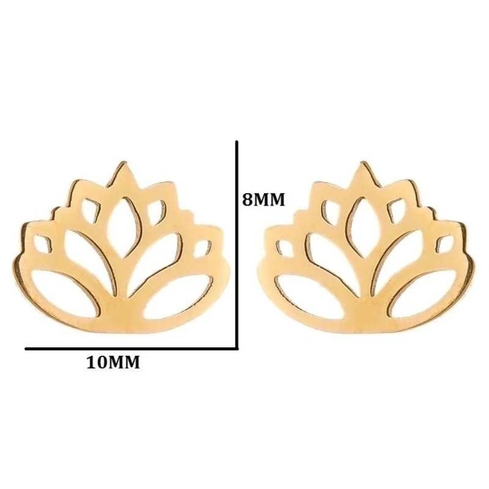Lotus Flower Stud Earrings 304 Stainless Steel 18K‎ Gold Plated Minimalist